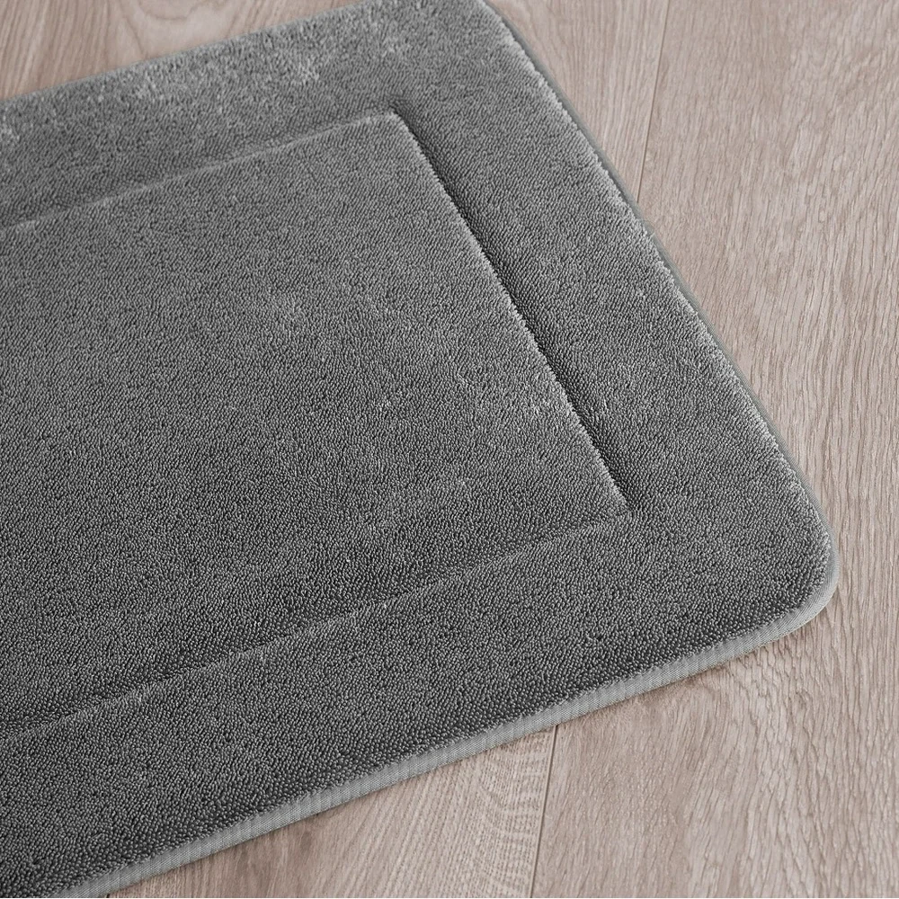 Oliver Brown Terry Memory Foam Charcoal Bath Mat Set